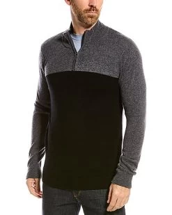 Men's Fashion Store 37 Wool & Cashmere-Blend 1/2-Zip Mock Sweater Men