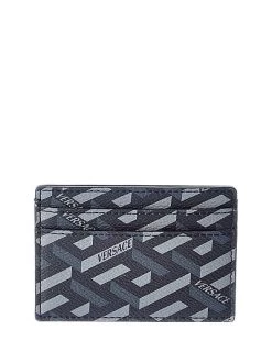 Versace La Greca Signature Coated Canvas Card Case Men