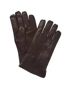Men's Brown Cashmere-Lined Leather Gloves