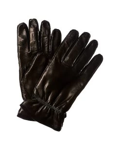 Men's Black Lambswool & Cashmere Lined Leather Gloves