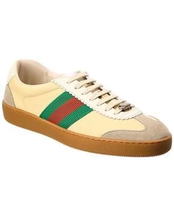 Gucci Web Leather & Suede Sneaker Men