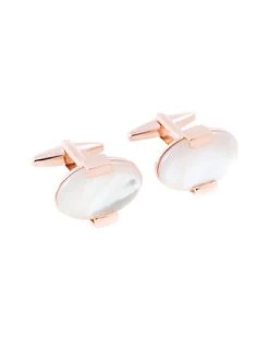 Rose Gold & Mother Of Pearl Oval Cufflinks Men