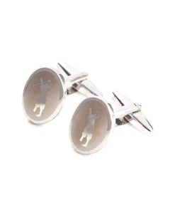 Rhodium Plated Golfer Design Cufflinks Men